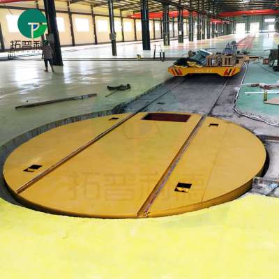 Heavy duty motorized car turn table system for plate transfer