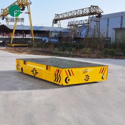 Trackless Material Handling Electric Transfer Trailer On Cement Floor